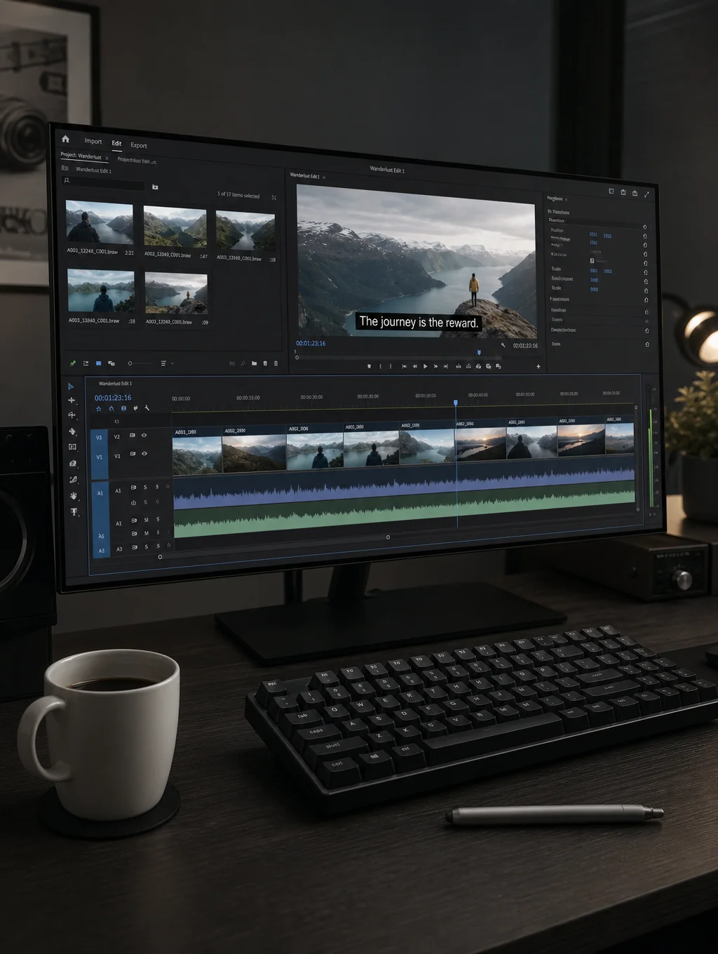 Professional editing suite with monitors